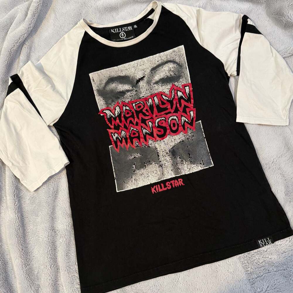 Killstar x Marilyn Manson American Conspiracy 3/4 Sleeve Raglan Shirt